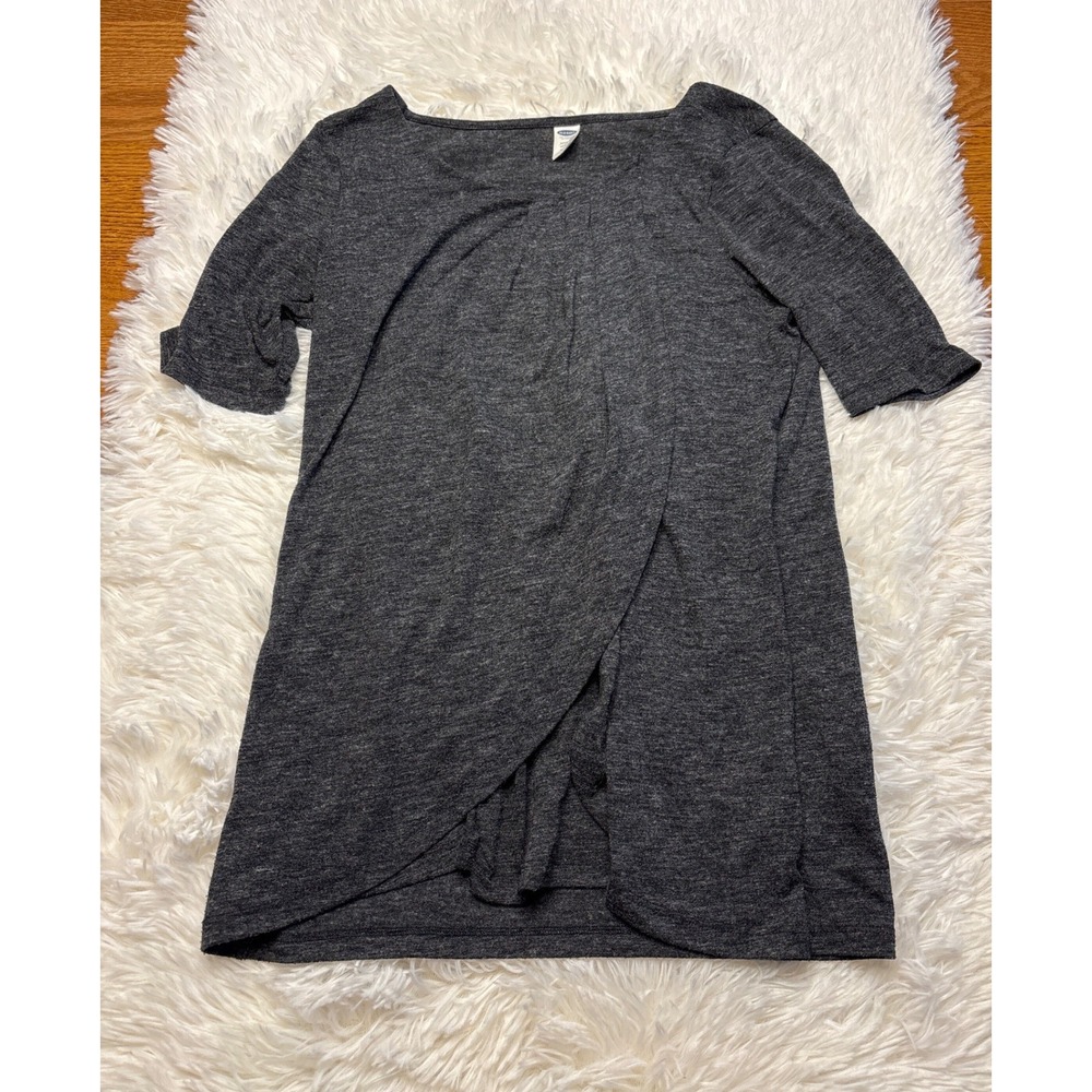 Old Navy Maternity XS Gray Heather Crossover Tulip Hem Short Sleeve Tunic‎ Top